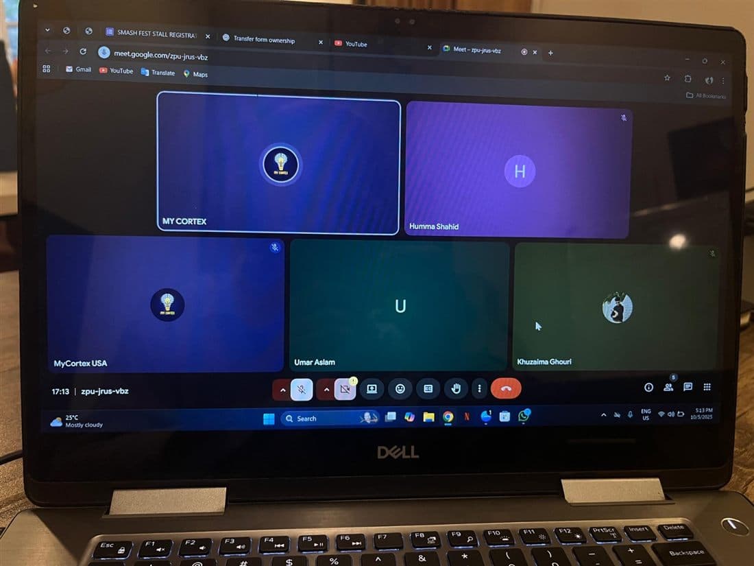 Live class on Google Meet, MyCortex & MyCortex USA mentors with students